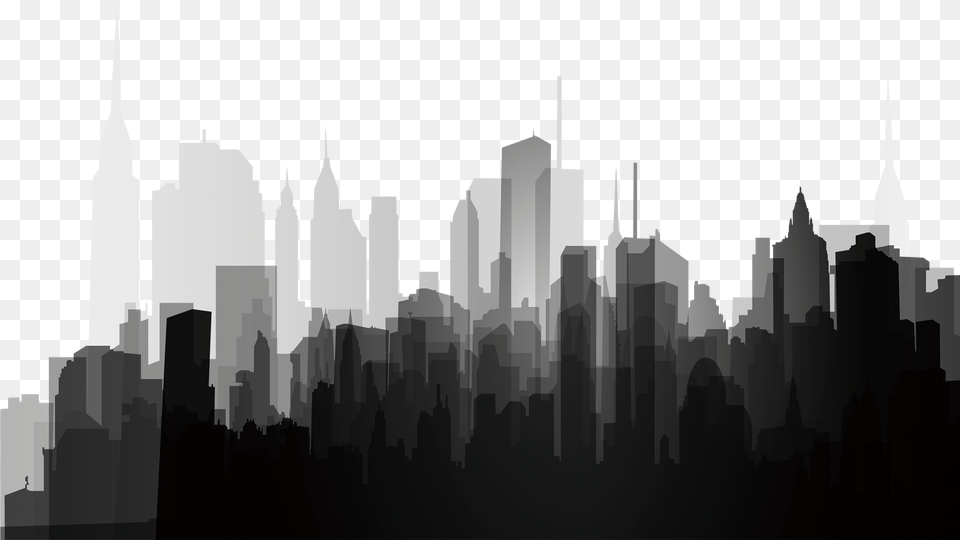 City Buildings Banner Black And White Download City Silhouette, Metropolis, Urban, Architecture, Building Free Transparent Png