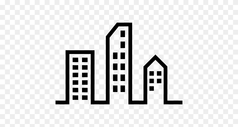 City Buildings Icon, Gray Free Transparent Png