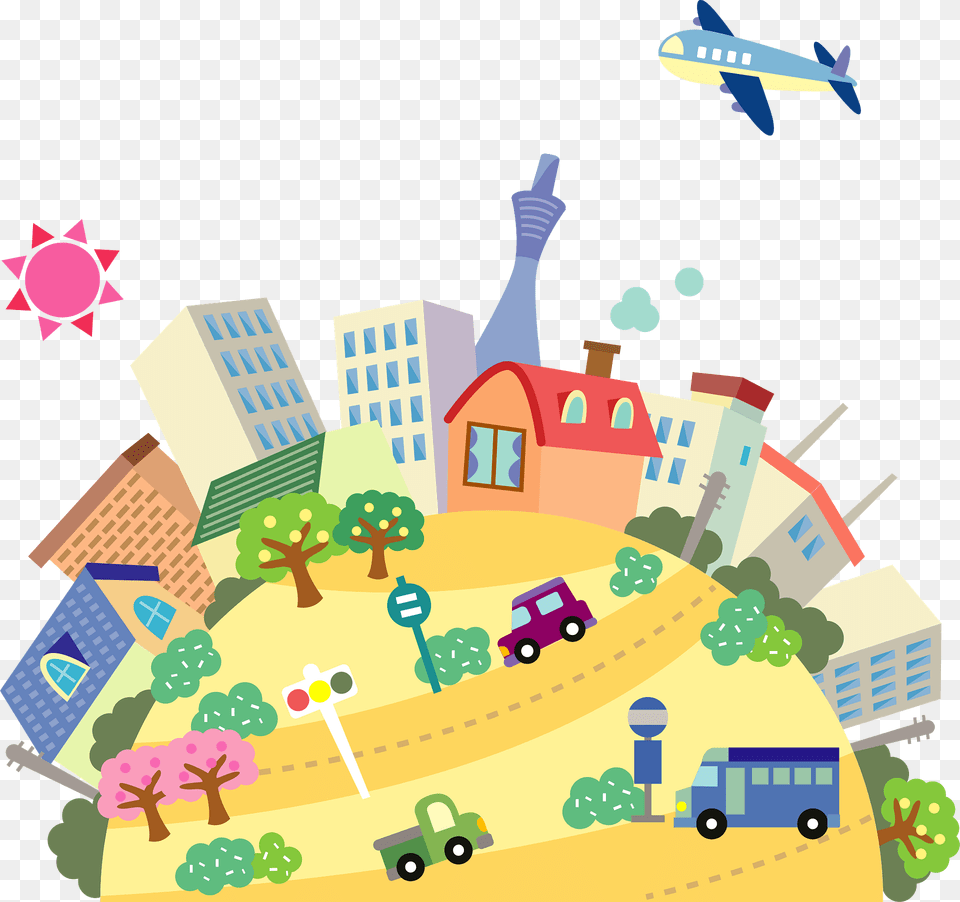 City Clipart, Neighborhood, Aircraft, Airplane, Transportation Free Png Download