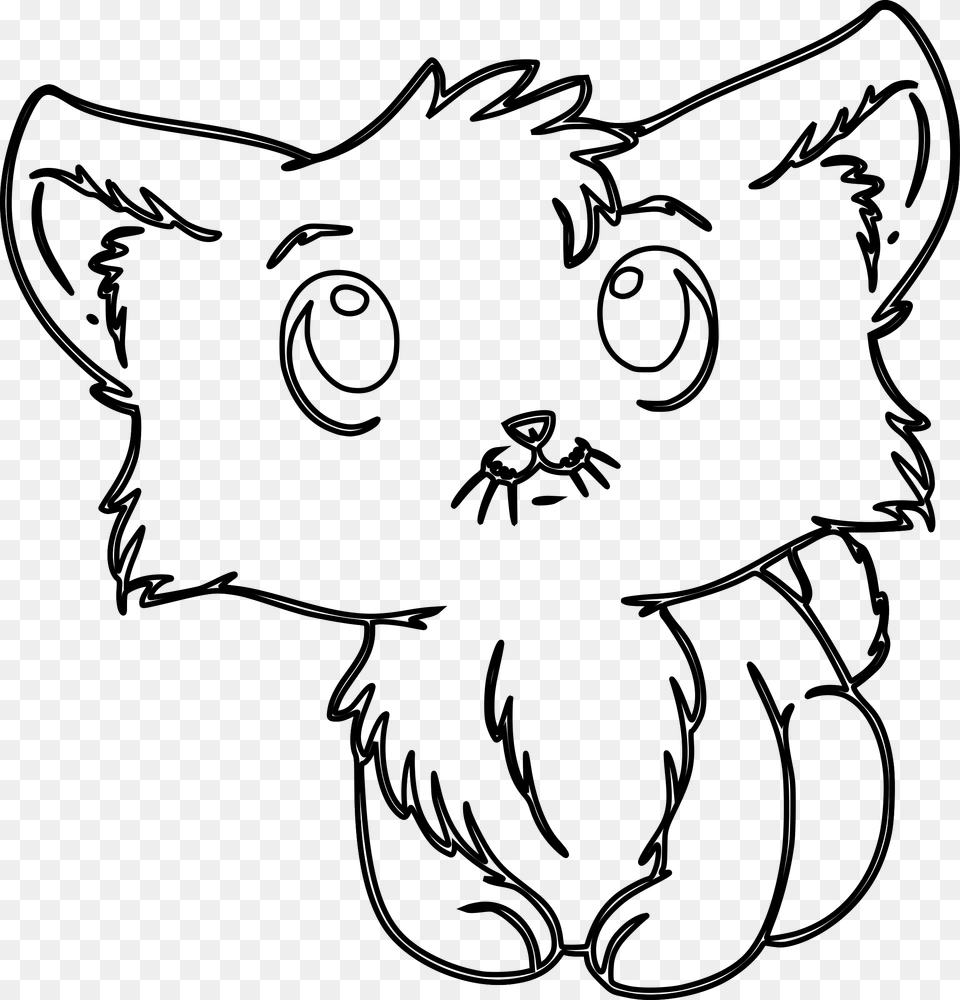 City Clipart Cute Cute Fluffy Kitten Coloring Pages, Gray Png Image