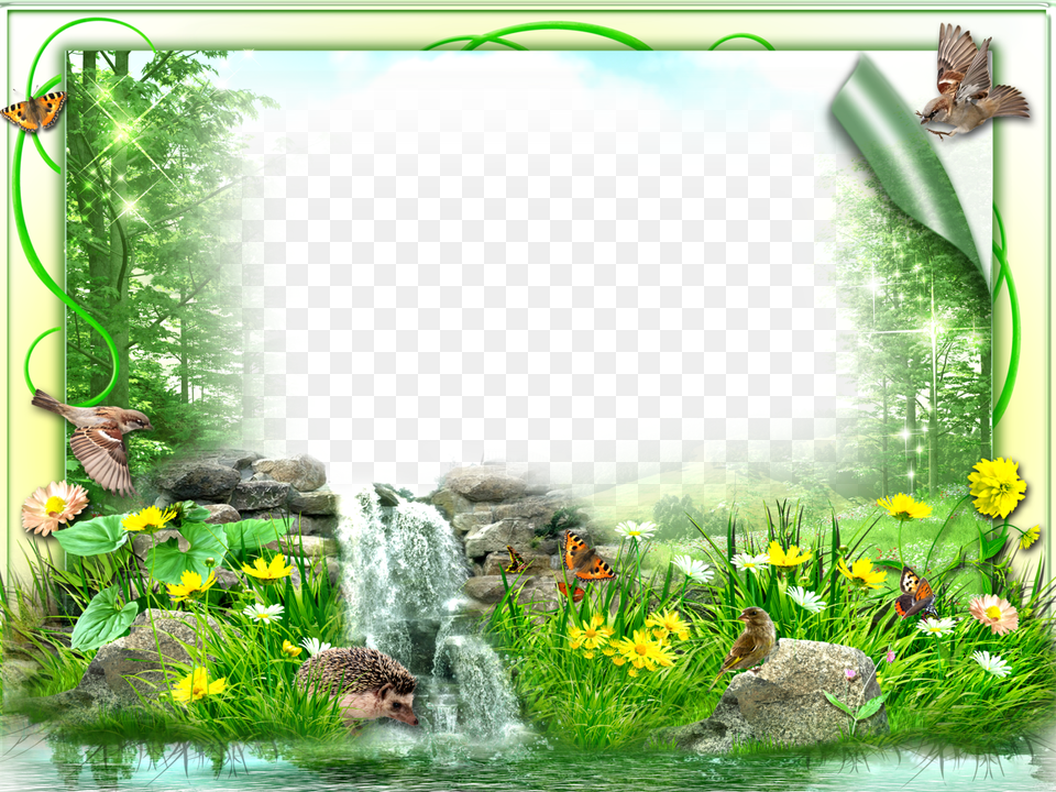 City Clipart Scenery Nature Photo Frame Design, Outdoors, Plant, Garden, Pond Png