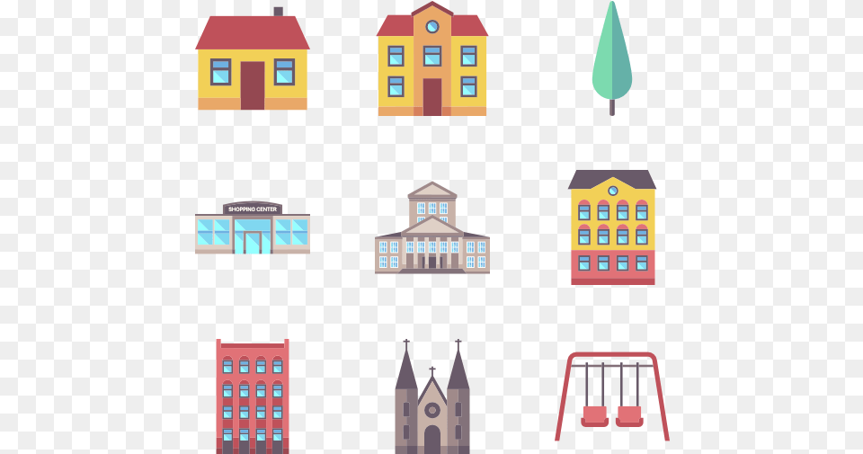 City Element Collection Building Vector Icon, Neighborhood, Architecture, Housing Png