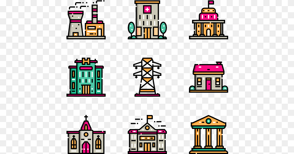 City Elements 50 Icons Park Cartoon Icon, Qr Code, Scoreboard Free Transparent Png