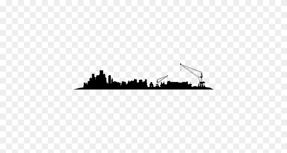 City Harbor Silhouette, Construction, Construction Crane, Transportation, Vehicle Png Image