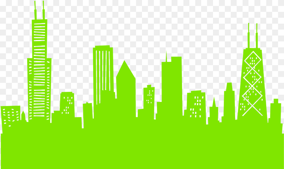 City Of Chicago Skyline Silhouette Chicago Reporter, Urban, Green, Building, Tower Free Png