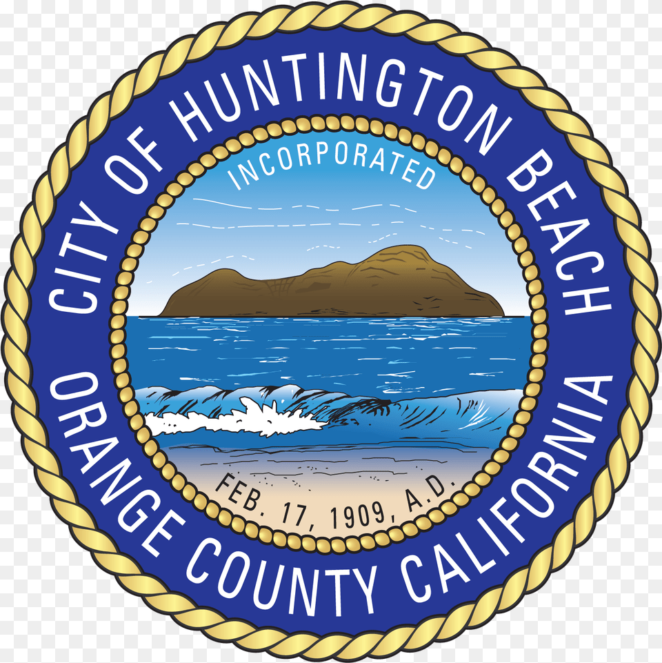 City Of Huntington Beach Seal, Badge, Symbol, Logo, Cream Free Png