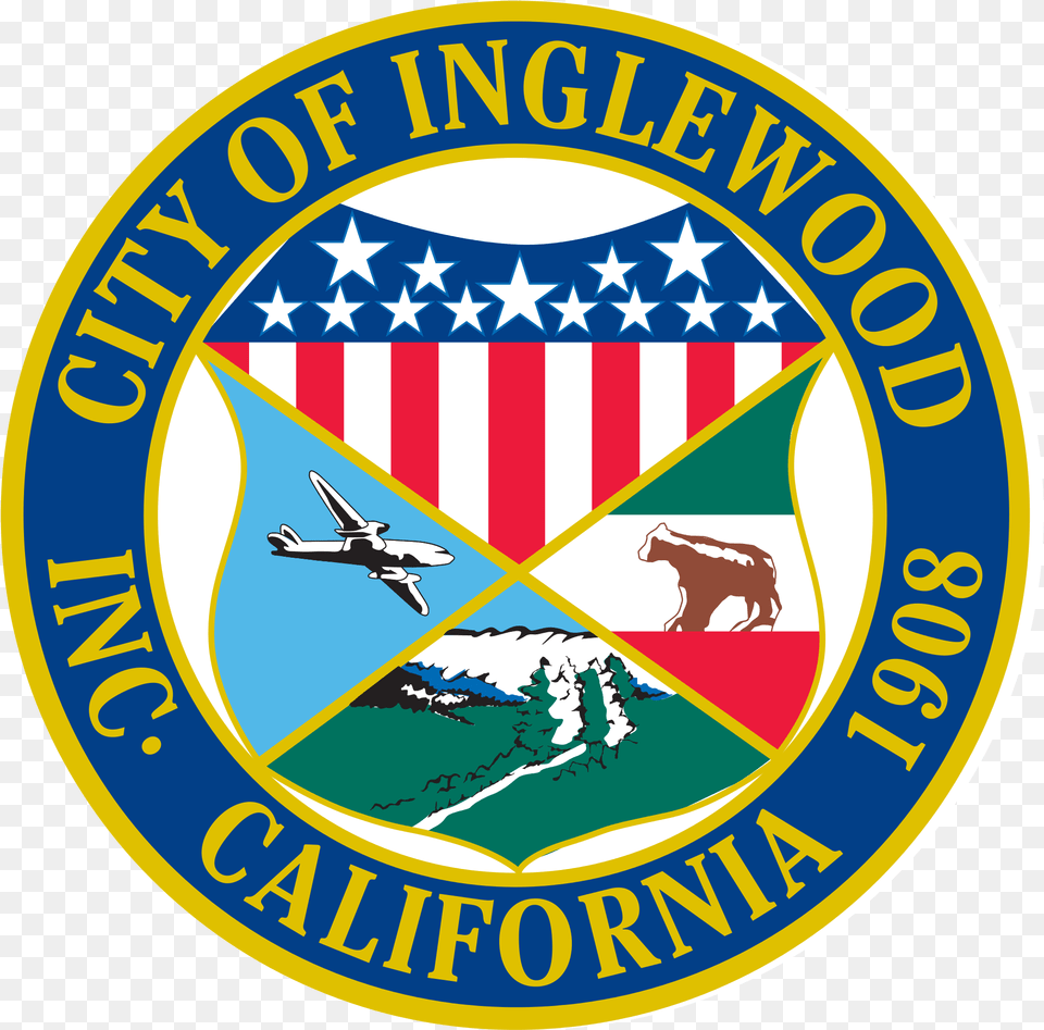 City Of Inglewood Seal, Symbol, Badge, Logo, Aircraft Free Png Download