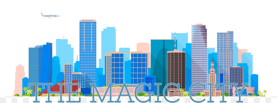 City Of Miami Skyline Vector City Miami, High Rise, Urban, Architecture, Building Free Transparent Png