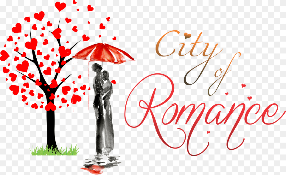 City Of Romance Umbrella Couple Art Image Poster Gloss Print Laminated, Person, Flower, Plant Free Png