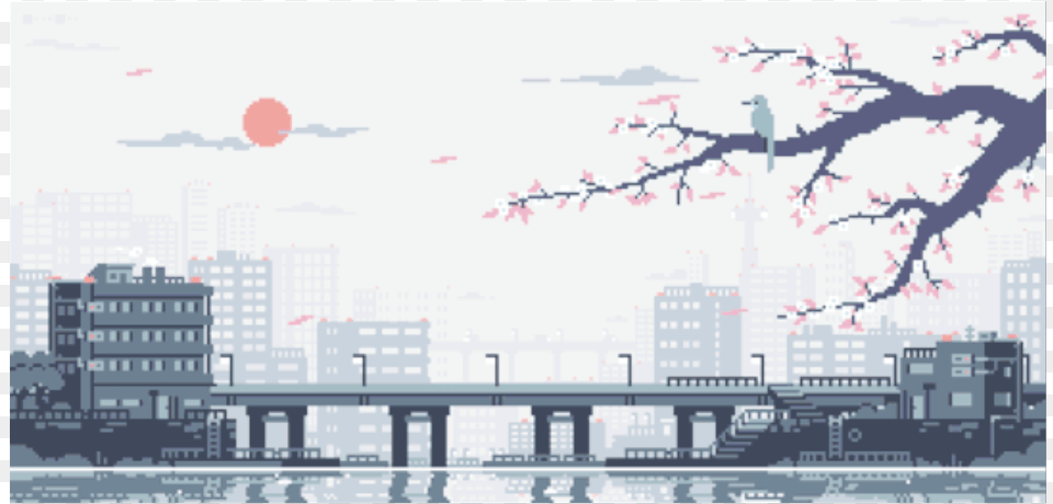 City Pixel Game Background Vaporwave Japan Bird Japan Pixel Art, Waterfront, Water, Urban, Metropolis Png