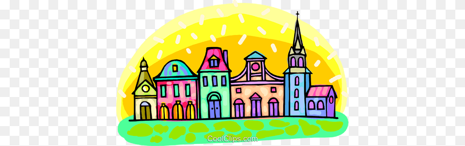 City Scene Royalty Vector Clip Art Illustration, Neighborhood, Architecture, Building, Spire Free Png Download