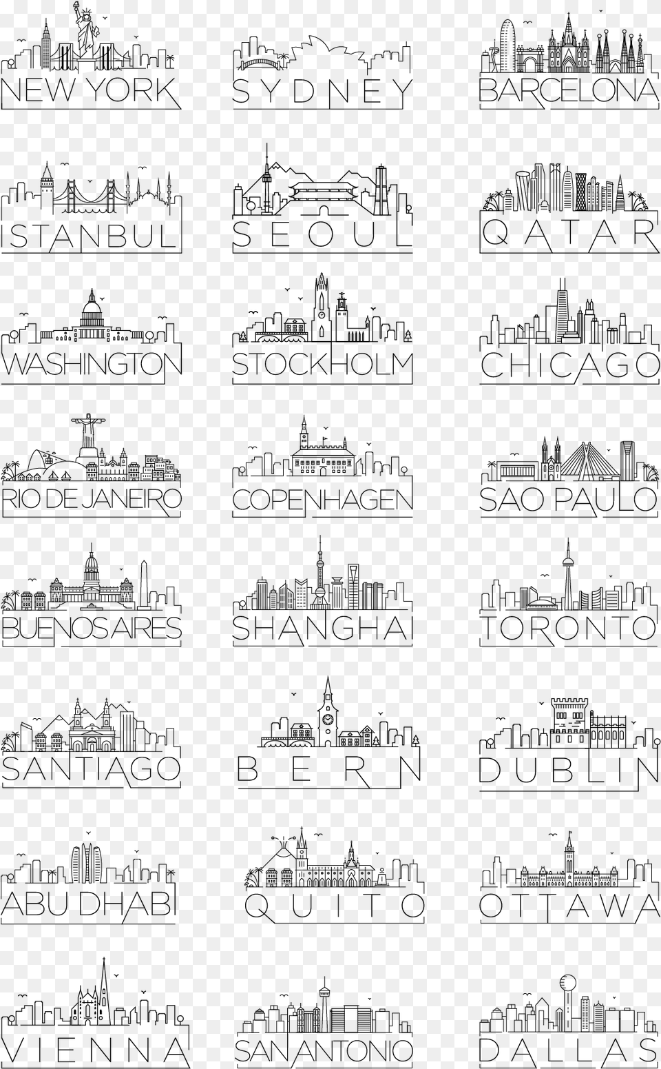 City Skyline Doodle, Silhouette Free Transparent Png