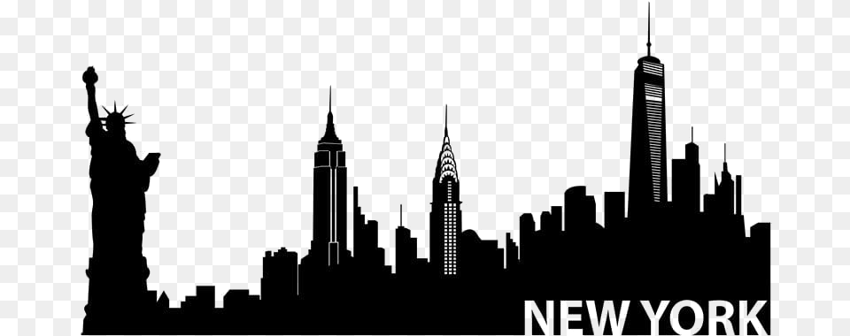 City Skyline Mural New York Skyline Silhouette, Gray Free Png