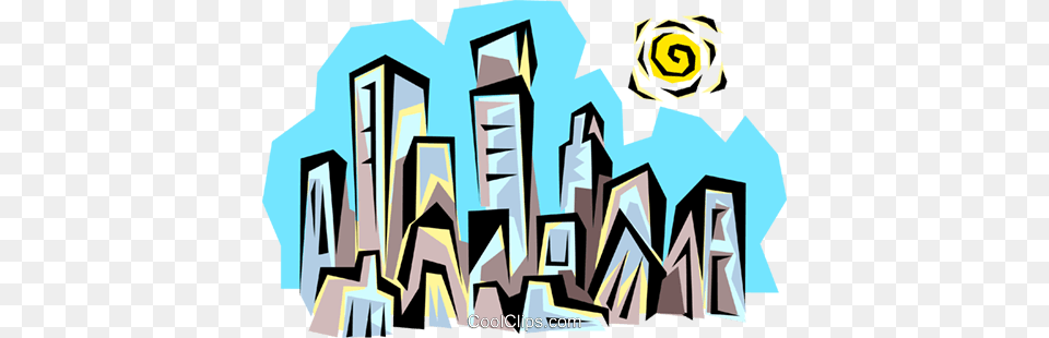City Skyline Royalty Free Vector Clip Art Illustration, Graffiti, Painting, Graphics, Collage Png