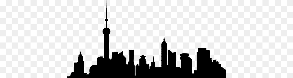 City Skyline Sticker, Gray Free Png Download
