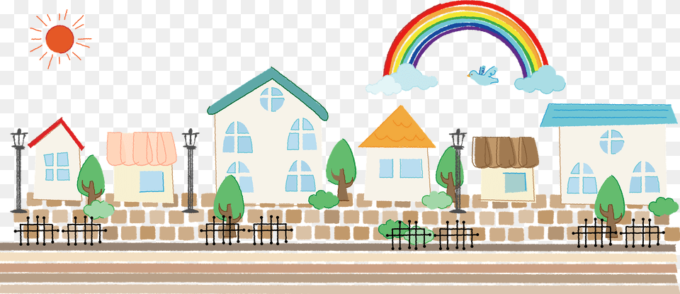 City Under A Rainbow Clipart, Neighborhood, Outdoors, Architecture, Housing Png Image