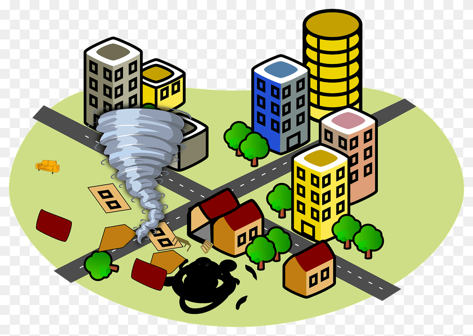 City With A Tornado Clipart, Neighborhood, Urban, Bulldozer, Machine Free Png Download