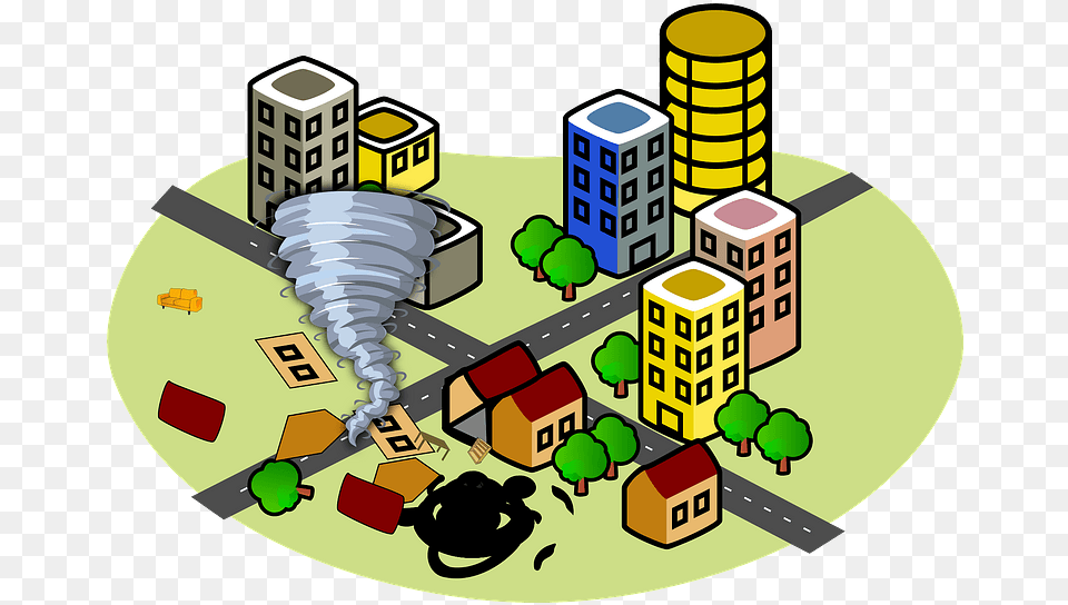 City With A Tornado Clipart, Neighborhood, Urban, Bulldozer, Machine Free Png