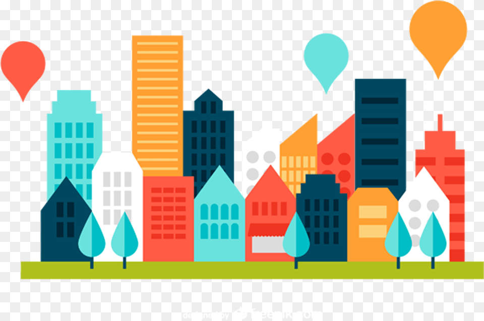 Cityscape Clip Art Color Flat City Building Administrador En Propiedad Horizontal, Graphics, Neighborhood, Balloon, Urban Free Transparent Png