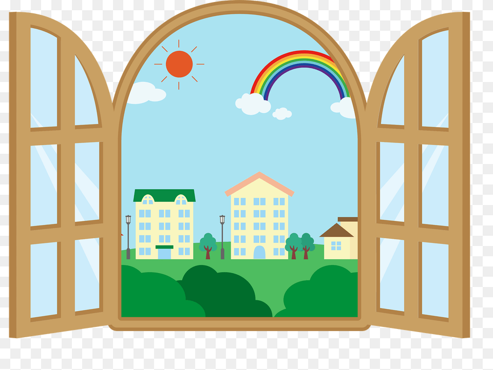Cityscape Outside A Window Clipart, Arch, Architecture, Gate Png