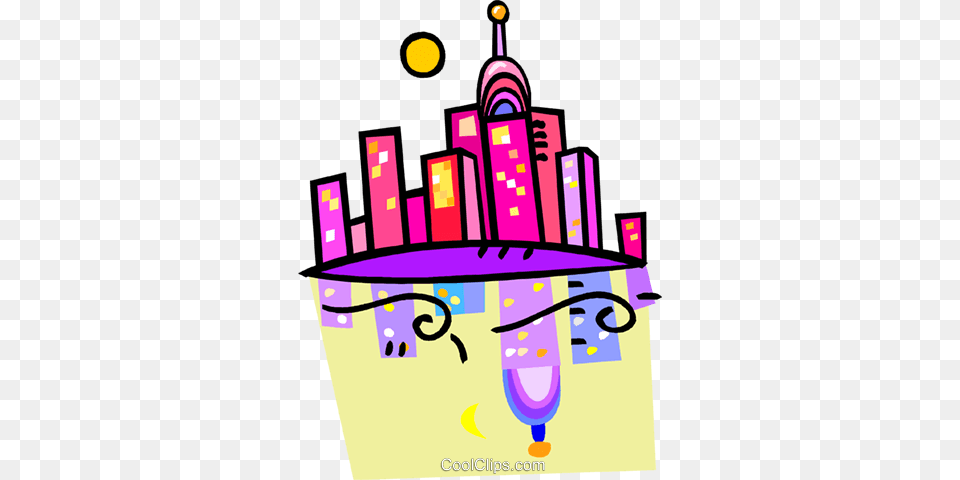 Cityscape Reflecting In The Water Royalty Vector Clip Art, Graphics, Purple, Dynamite, Weapon Free Png Download