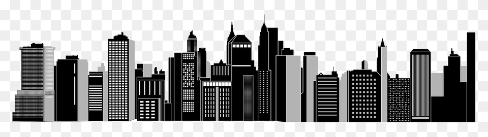 Cityscape Skyline Black And White Clipart, Architecture, Metropolis, Urban, High Rise Free Png