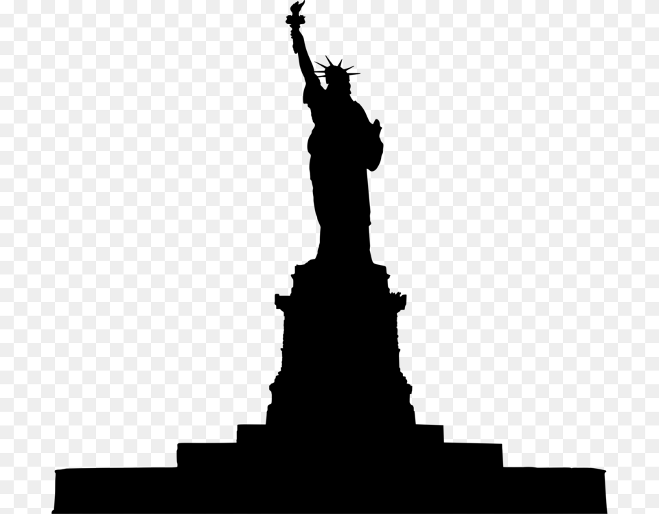 Citysilhouettestatue Statue Of Liberty, Gray Free Transparent Png