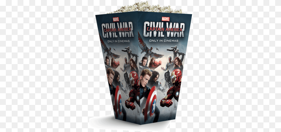 Civil Picks Up Where Captain America Civil War Popcorn, Adult, Female, Male, Man Png Image