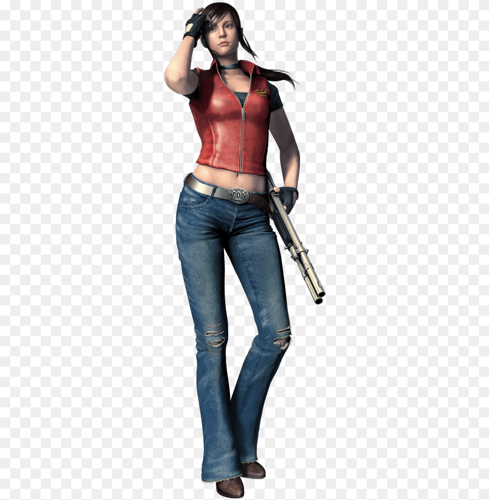 Claire Redfield Resident Evil Code Veronica, Clothing, Vest, Pants, Handgun Png Image