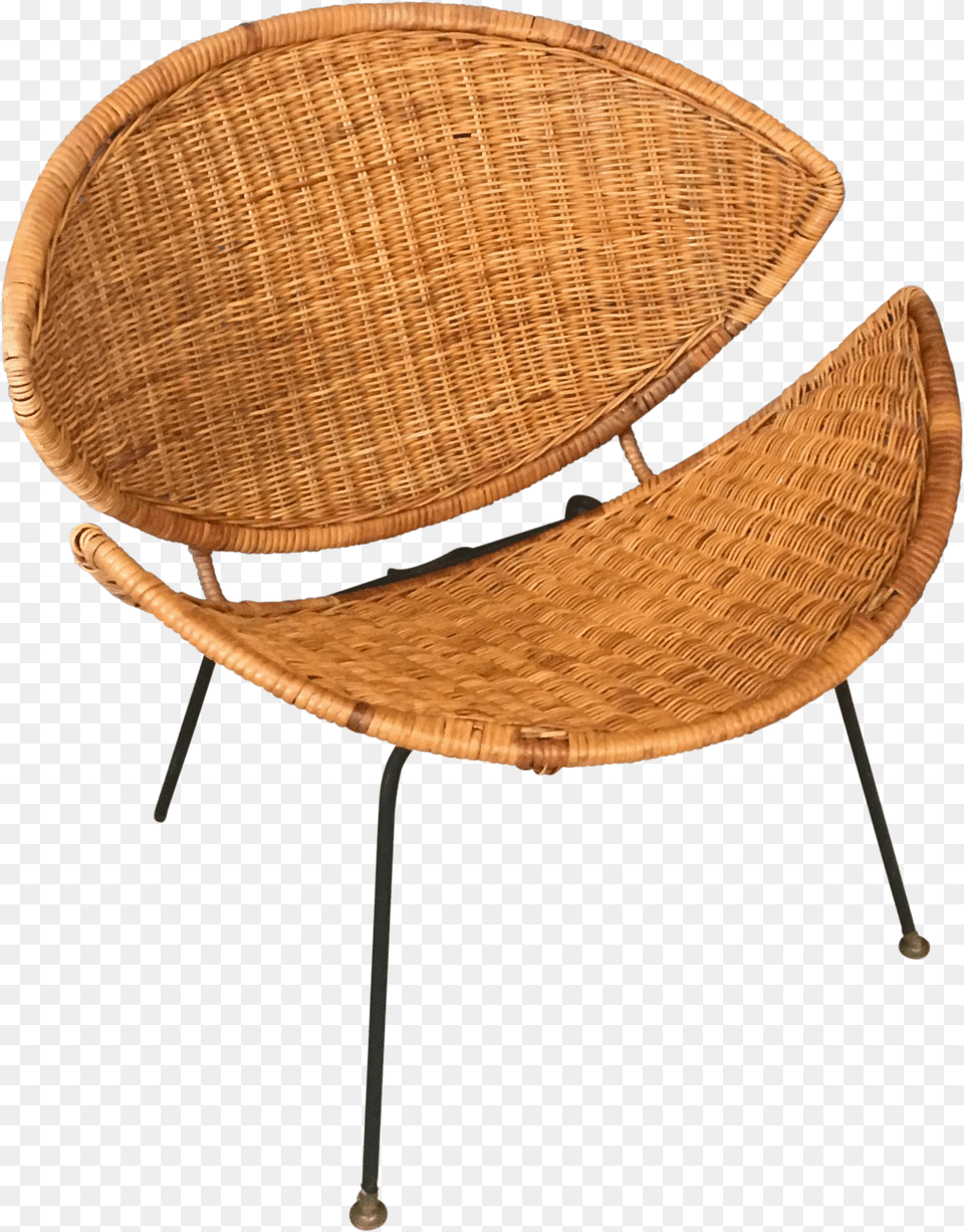 Clam Shell Wicker And Rattan Chair On Chairish Chair, Furniture, Art, Handicraft, Woven Free Png