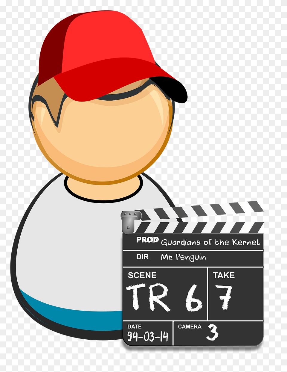 Clapperboard Guy Clipart, Baseball Cap, Cap, Clothing, Hat Png