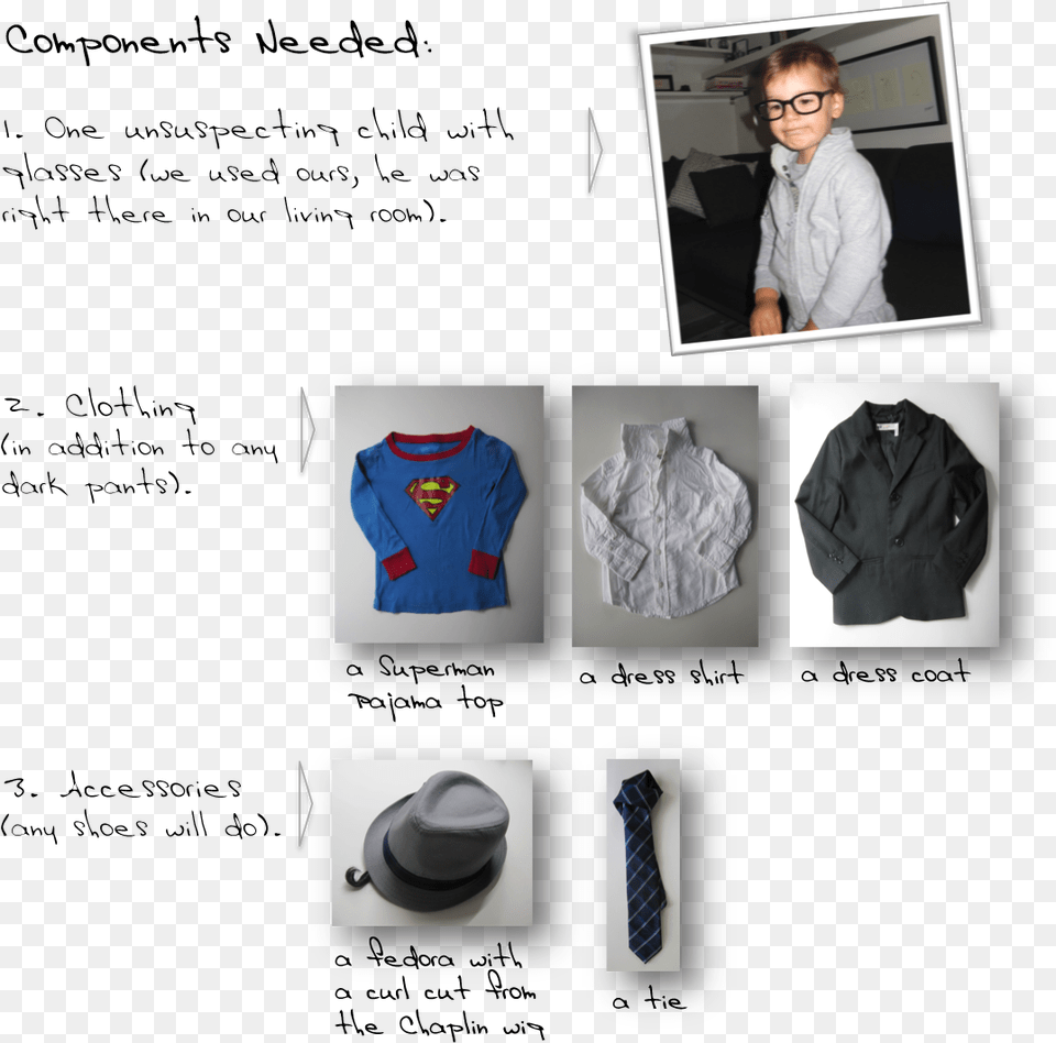Clark Kent Costume Pattern, Accessories, Tie, Sleeve, Shirt Free Png Download