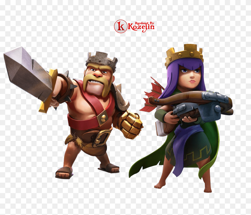 Clash Of Clan Barbarian King And Archer Queen Heroes Clash Of Clans, Clothing, Costume, Person, Baby Png Image