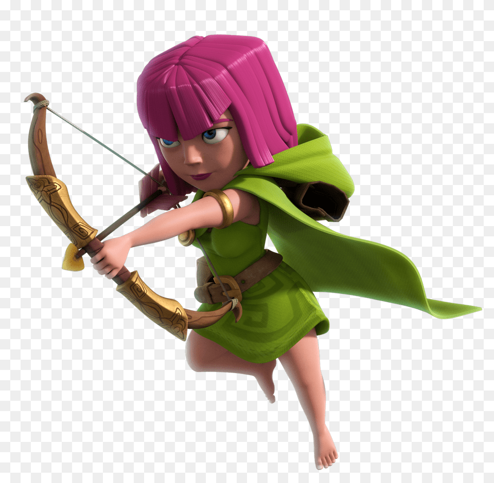 Clash Of Clans Female Archer, Sport, Person, Weapon, Bow Free Png