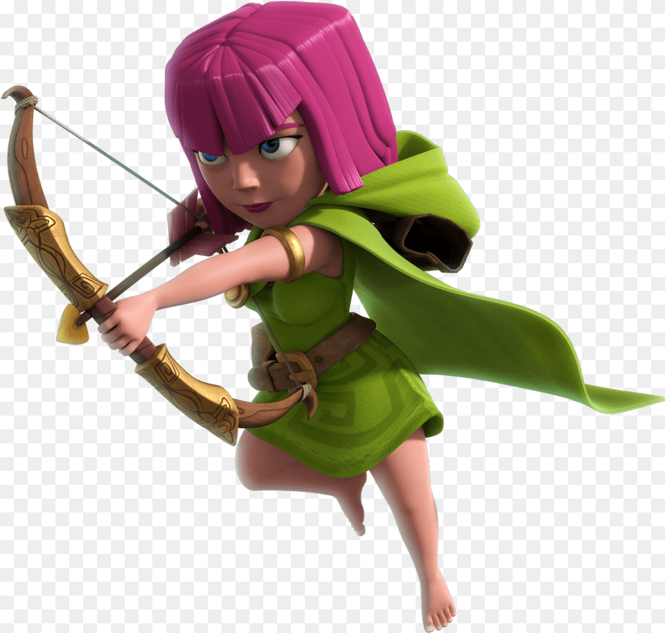 Clash Of Clans Female Archer Clash Of Clans, Sport, Person, Weapon, Bow Png Image