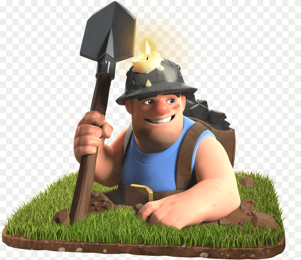 Clash Royale Miner, Hardhat, Helmet, Clothing, Plant Free Transparent Png