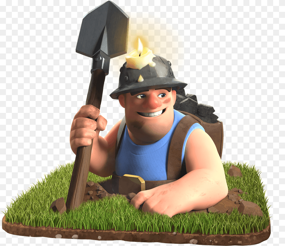 Clash Royale Miner Miner Coc, Plant, Grass, Person, People Png