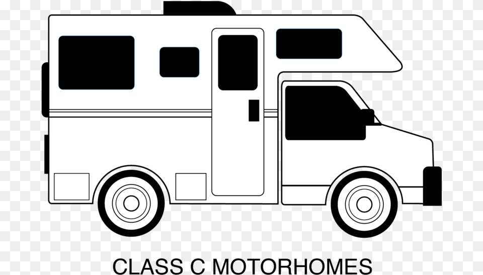 Classc Bw 01 Class C Camper Clipart, Transportation, Van, Vehicle, Moving Van Free Png