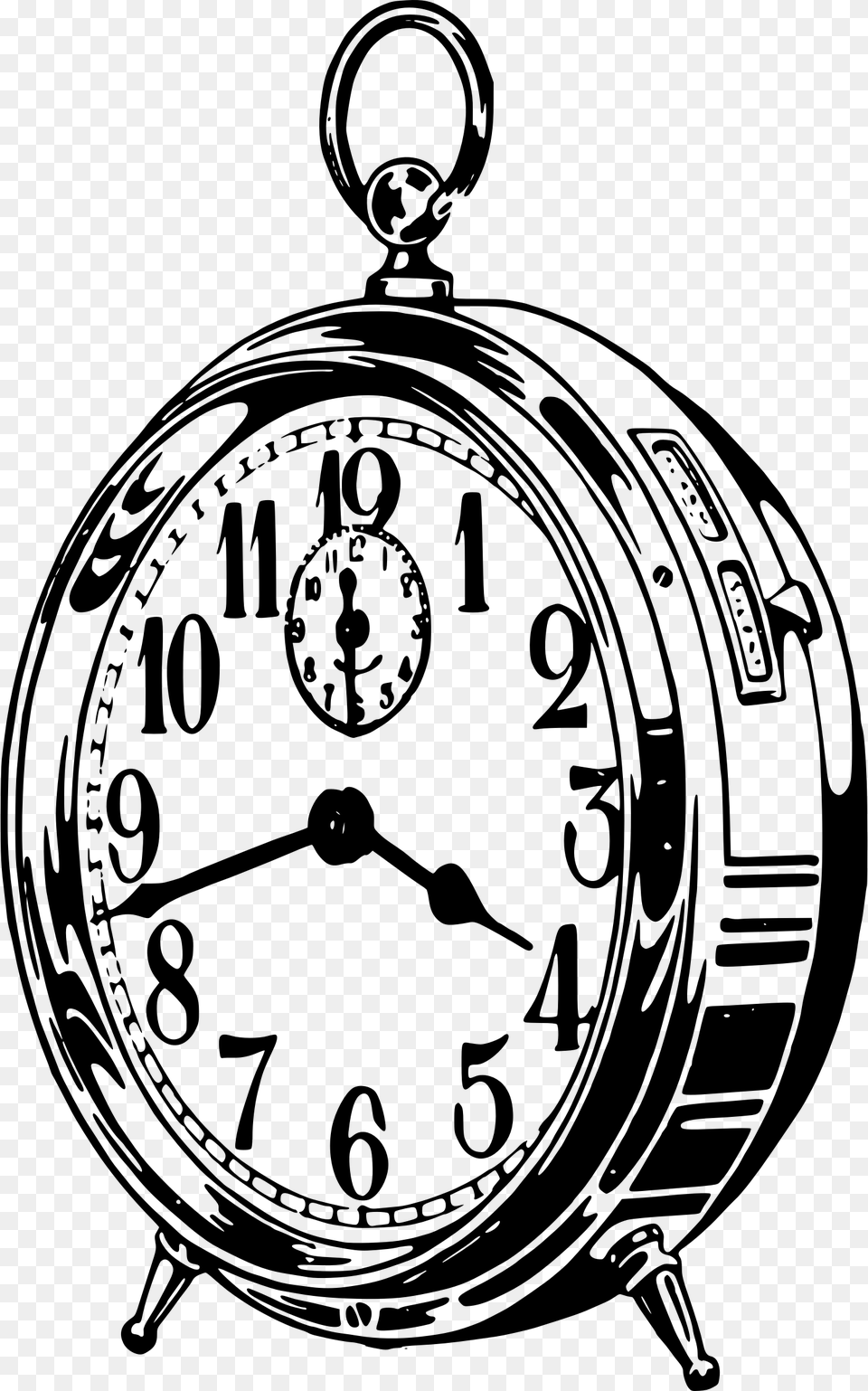 Classic Alarm Clock Clip Arts Clock Black And White, Gray Free Transparent Png