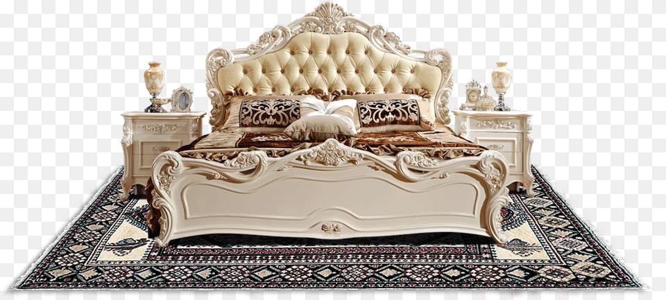 Classic Bed Front View, Rug, Home Decor, Furniture, Couch Png Image