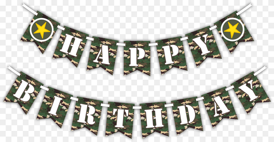 Classic Camo Party Happy Birthday Banner Camouflage, Text, Military, Military Uniform Free Png Download