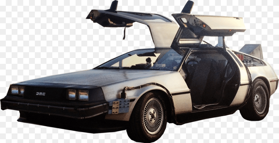 Classic Car Back To The Future Delorean, Vehicle, Transportation, Wheel, Machine Png Image