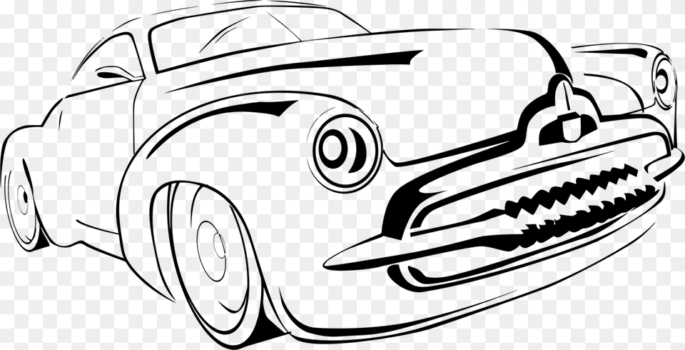 Classic Car Line Art Drawing Classic Clip Art Cc0 Vintage Car Line Art, Gray Free Png Download