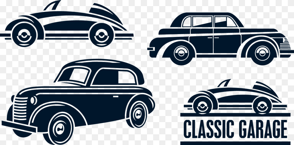 Classic Car Silhouette Vector, Transportation, Vehicle, Machine, Wheel Free Png