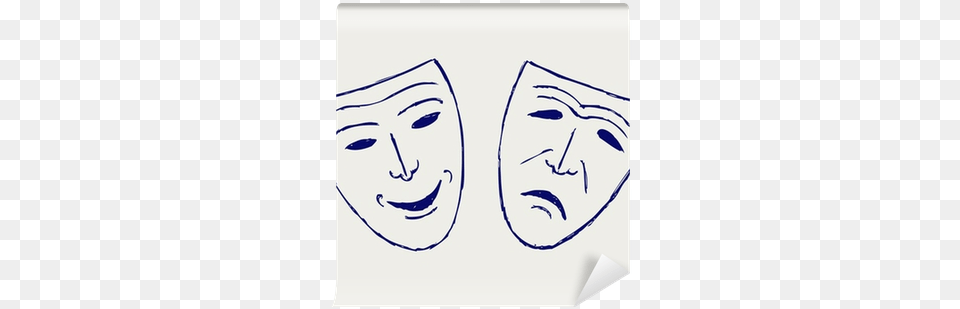 Classic Comedy Tragedy Theater Masks Wall Mural Pixers Mascaras De Comedia Y Tragedia Para Imprimir, Art, Face, Head, Person Png Image