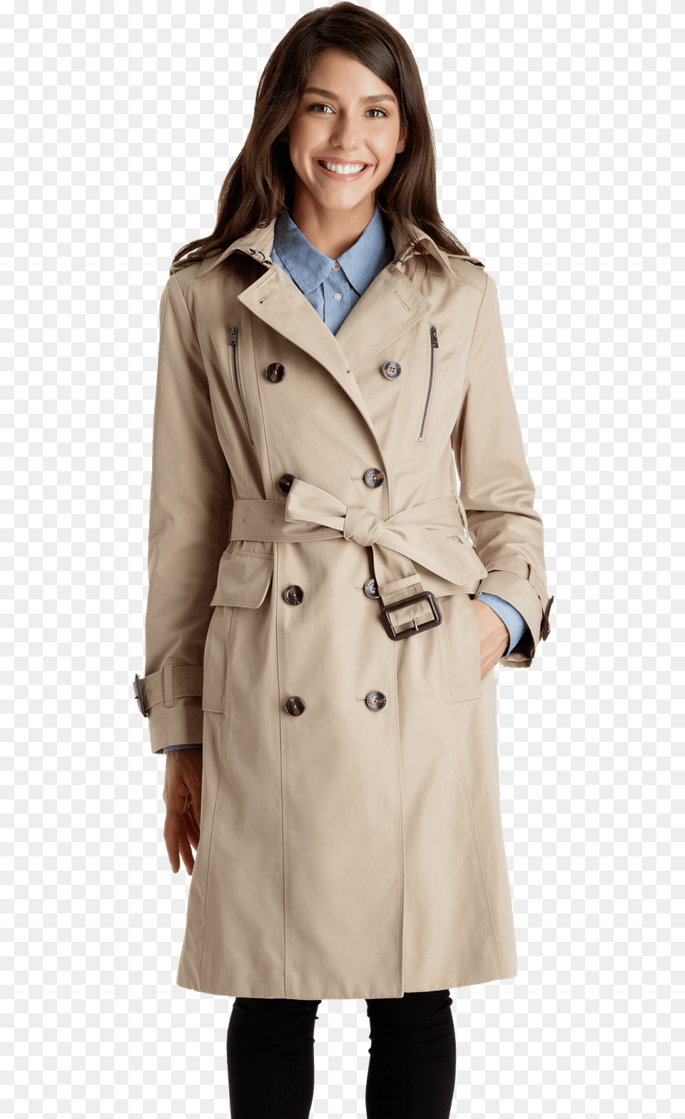 Classic Double Breasted Trench Coat London Fog Overcoat, Clothing, Trench Coat Free Png
