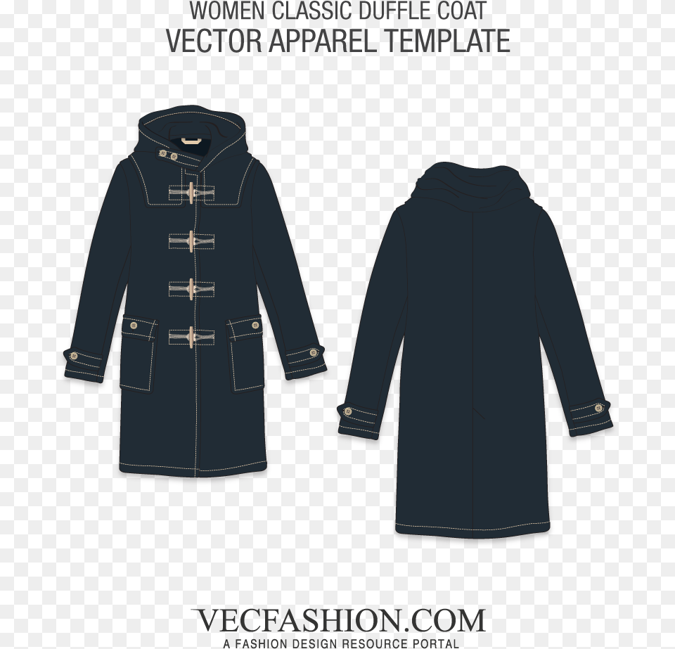 Classic Duffle Coat Vector Templateclass Lazyload Crop Top Shirt Template, Clothing, Sleeve, Long Sleeve, Knitwear Png