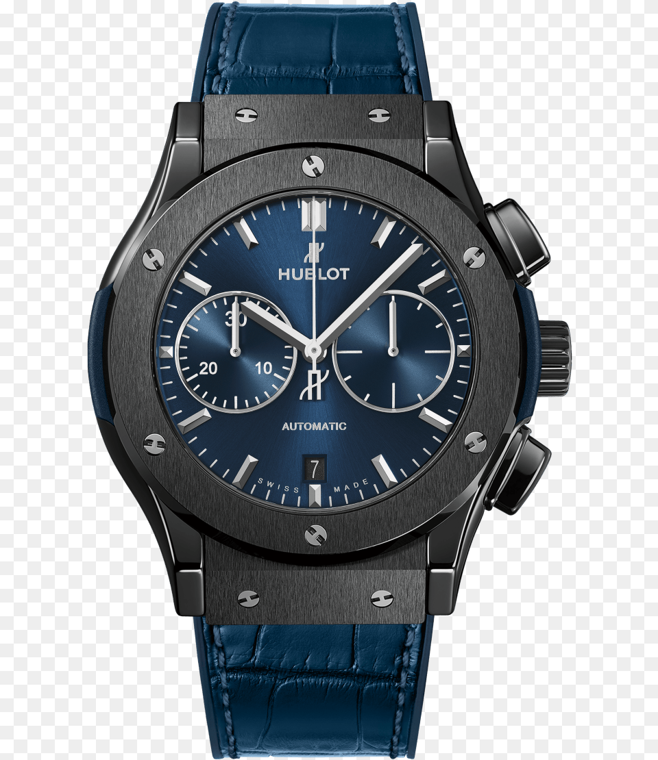 Classic Fusion Ceramic Blue Chronograph 45 Mm Front Hublot Classic Fusion Chronograph Blue Ceramic, Arm, Body Part, Person, Wristwatch Free Png Download