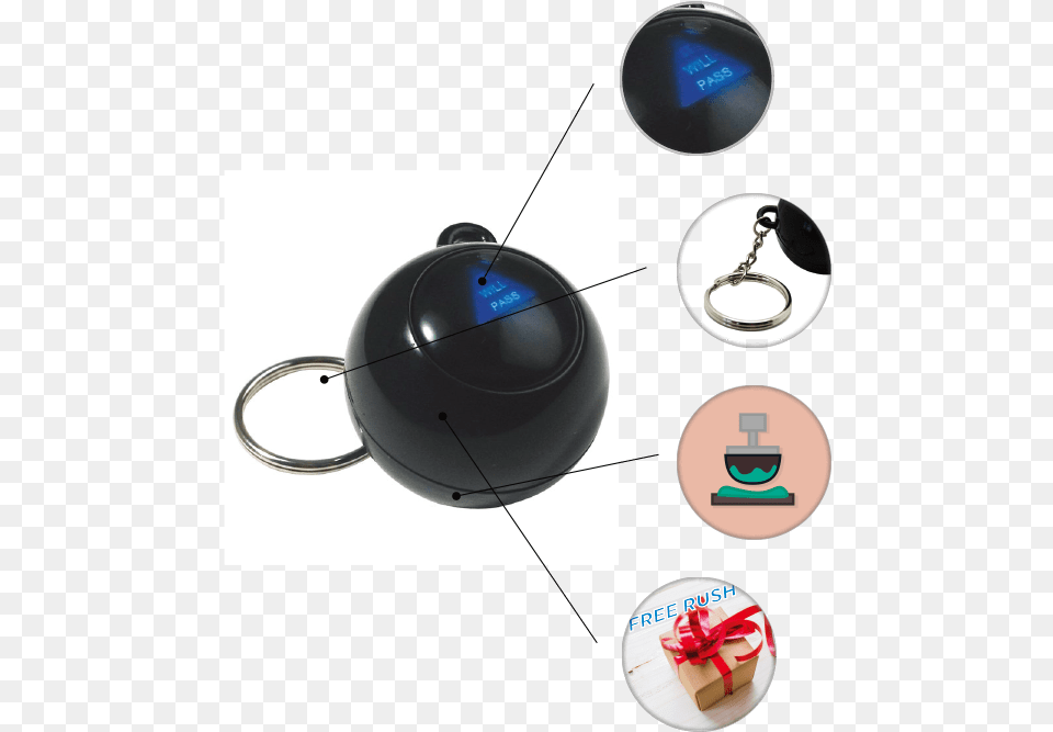 Classic Magic 8 Ball Keychain Pad Printed Rush Sphere, Weapon, Ammunition Free Png Download
