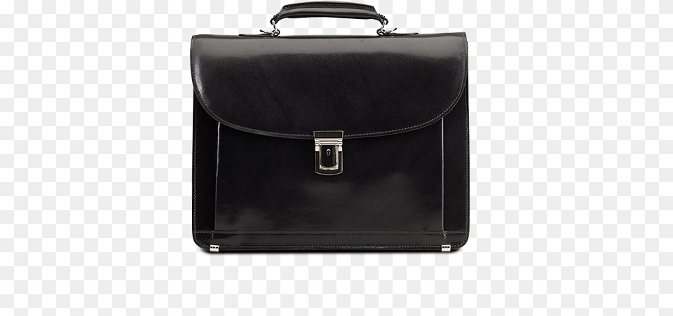 Classic Medium Briefcase Black Leather Suitcase, Accessories, Bag, Handbag Png